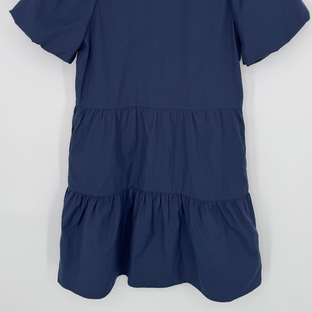 Brochu Walker Havana Mini Dress Small Navy Tiered Puff Sleeve Preppy Coastal - Picture 10 of 13